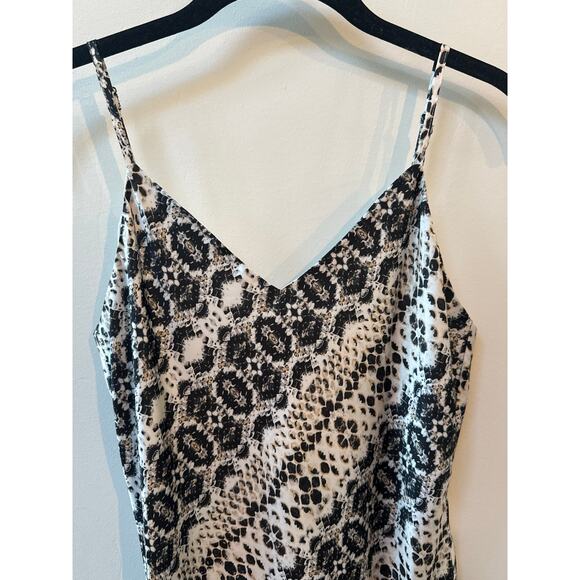 Adrienne Landau Slip Dress Maxi Black White Snakeskin Print Size‎ S Sexy Silky - Picture 2 of 13